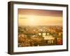 Sunset View of Bridge Ponte Vecchio. Florence, Italy-silver-john-Framed Photographic Print