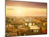 Sunset View of Bridge Ponte Vecchio. Florence, Italy-silver-john-Mounted Photographic Print