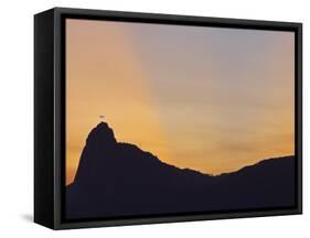 Sunset view of Christ the Redeemer statue and Corcovado Mountain, Rio de Janeiro, Brazil, South Ame-Karol Kozlowski-Framed Stretched Canvas