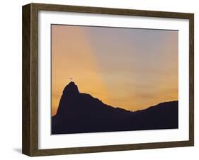 Sunset view of Christ the Redeemer statue and Corcovado Mountain, Rio de Janeiro, Brazil, South Ame-Karol Kozlowski-Framed Photographic Print