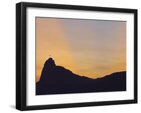 Sunset view of Christ the Redeemer statue and Corcovado Mountain, Rio de Janeiro, Brazil, South Ame-Karol Kozlowski-Framed Photographic Print