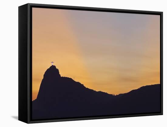 Sunset view of Christ the Redeemer statue and Corcovado Mountain, Rio de Janeiro, Brazil, South Ame-Karol Kozlowski-Framed Stretched Canvas