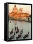 Sunset View of Gondolas in the Grand Canal and the Santa Maria Della Salute, Venice, Italy-Janis Miglavs-Framed Stretched Canvas