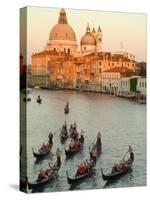 Sunset View of Gondolas in the Grand Canal and the Santa Maria Della Salute, Venice, Italy-Janis Miglavs-Stretched Canvas