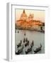 Sunset View of Gondolas in the Grand Canal and the Santa Maria Della Salute, Venice, Italy-Janis Miglavs-Framed Photographic Print