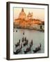 Sunset View of Gondolas in the Grand Canal and the Santa Maria Della Salute, Venice, Italy-Janis Miglavs-Framed Photographic Print