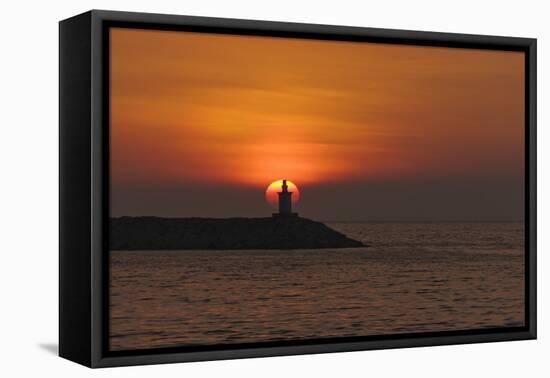 Sunset View of Lighthouse in Manila Bay, Manila, Philippines-Keren Su-Framed Stretched Canvas