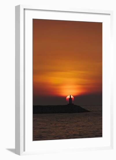 Sunset View of Lighthouse in Manila Bay, Manila, Philippines-Keren Su-Framed Photographic Print