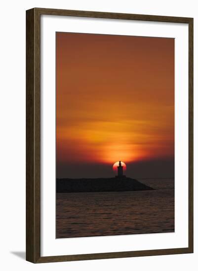 Sunset View of Lighthouse in Manila Bay, Manila, Philippines-Keren Su-Framed Photographic Print