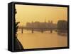 Sunset View of River Seine, Paris, France-Jon Arnold-Framed Stretched Canvas