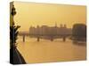 Sunset View of River Seine, Paris, France-Jon Arnold-Stretched Canvas