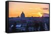 Sunset View of Rome from The Villa Borghese-George Oze-Framed Stretched Canvas