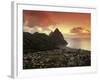 Sunset View of the Pitons and Soufriere, St. Lucia-Walter Bibikow-Framed Photographic Print