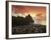 Sunset View of the Pitons and Soufriere, St. Lucia-Walter Bibikow-Framed Photographic Print