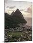 Sunset View of the Pitons and Soufriere, St. Lucia-Walter Bibikow-Mounted Premium Photographic Print