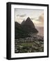 Sunset View of the Pitons and Soufriere, St. Lucia-Walter Bibikow-Framed Photographic Print