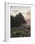 Sunset View of the Pitons and Soufriere, St. Lucia-Walter Bibikow-Framed Photographic Print