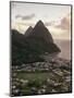 Sunset View of the Pitons and Soufriere, St. Lucia-Walter Bibikow-Mounted Photographic Print