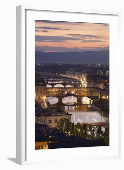 Sunset View over Florence and the Ponte Vecchio from Piazza Michelangelo-Stuart Black-Framed Photographic Print