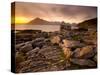 Sunset View over Rocky Foreshore to the Cuillin Hills from Elgol, Isle of Skye, Highland-Lee Frost-Stretched Canvas