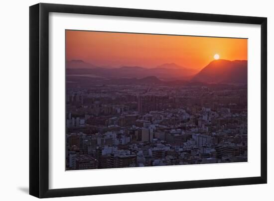 Sunset View over the Cityscape of Alicante Looking Towards Sierra De Fontcalent-Cahir Davitt-Framed Photographic Print