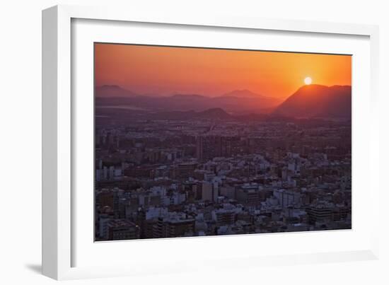 Sunset View over the Cityscape of Alicante Looking Towards Sierra De Fontcalent-Cahir Davitt-Framed Photographic Print