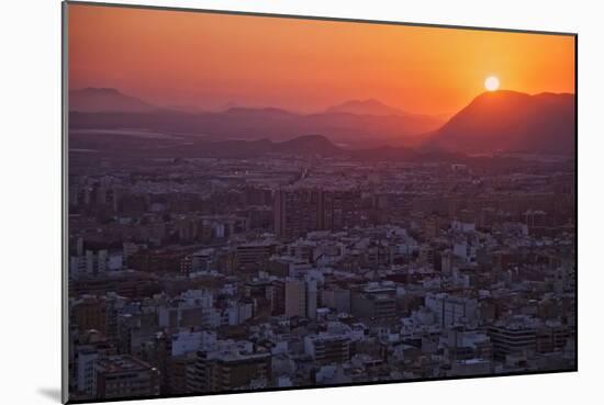 Sunset View over the Cityscape of Alicante Looking Towards Sierra De Fontcalent-Cahir Davitt-Mounted Photographic Print