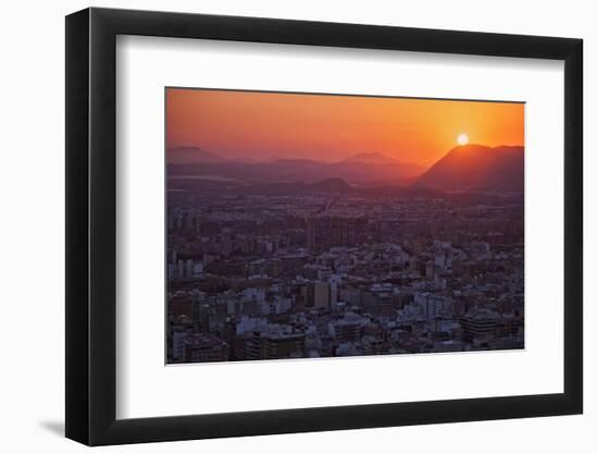 Sunset View over the Cityscape of Alicante Looking Towards Sierra De Fontcalent-Cahir Davitt-Framed Photographic Print