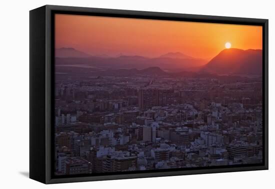 Sunset View over the Cityscape of Alicante Looking Towards Sierra De Fontcalent-Cahir Davitt-Framed Stretched Canvas