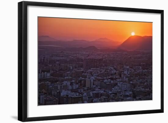 Sunset View over the Cityscape of Alicante Looking Towards Sierra De Fontcalent-Cahir Davitt-Framed Photographic Print