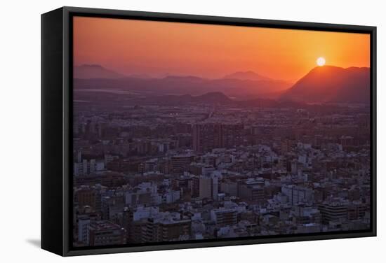 Sunset View over the Cityscape of Alicante Looking Towards Sierra De Fontcalent-Cahir Davitt-Framed Stretched Canvas