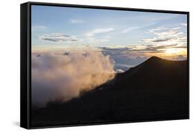 Sunset Viewed from the Top of Mauna Kea Volcano , Foreground-James White-Framed Stretched Canvas