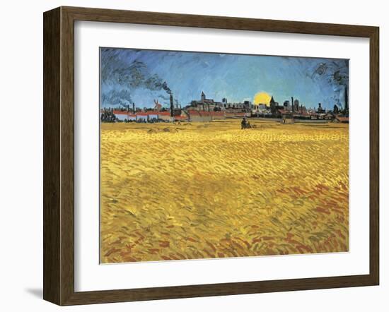 Sunset: Wheat Fields Near Arles, 1888-Vincent van Gogh-Framed Giclee Print