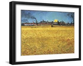 Sunset: Wheat Fields Near Arles, 1888-Vincent van Gogh-Framed Giclee Print