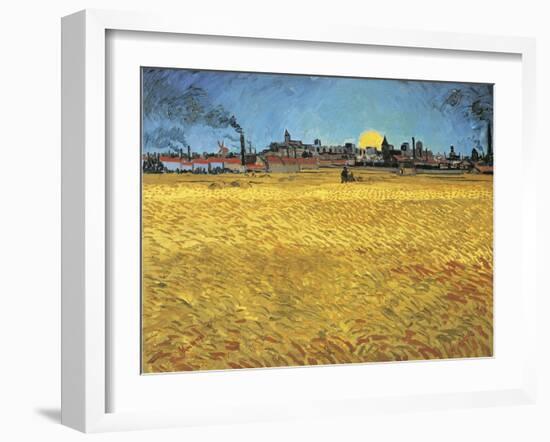Sunset: Wheat Fields Near Arles, 1888-Vincent van Gogh-Framed Giclee Print