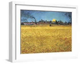 Sunset: Wheat Fields Near Arles, 1888-Vincent van Gogh-Framed Giclee Print