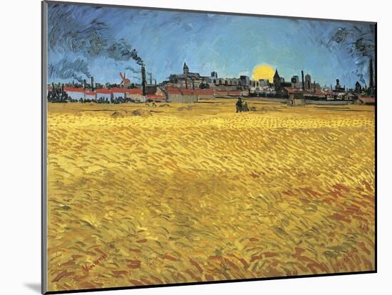 Sunset: Wheat Fields Near Arles, 1888-Vincent van Gogh-Mounted Giclee Print