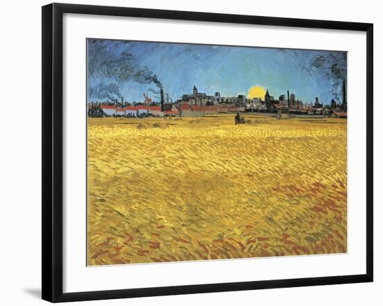 Sunset: Wheat Fields Near Arles, 1888-Vincent van Gogh-Framed Giclee Print