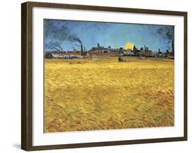 Sunset: Wheat Fields Near Arles, 1888-Vincent van Gogh-Framed Giclee Print