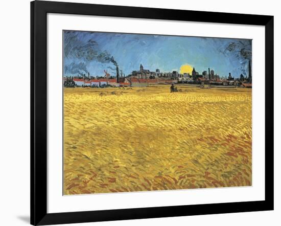 Sunset: Wheat Fields Near Arles, 1888-Vincent van Gogh-Framed Giclee Print