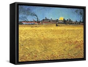 Sunset: Wheat Fields Near Arles, 1888-Vincent van Gogh-Framed Stretched Canvas