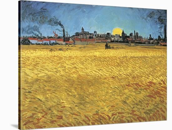 Sunset: Wheat Fields Near Arles, 1888-Vincent van Gogh-Stretched Canvas