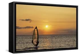 Sunset, Windsurfing, Ocean, Maui, Hawaii, USA-Gerry Reynolds-Framed Stretched Canvas