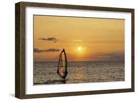 Sunset, Windsurfing, Ocean, Maui, Hawaii, USA-Gerry Reynolds-Framed Photographic Print