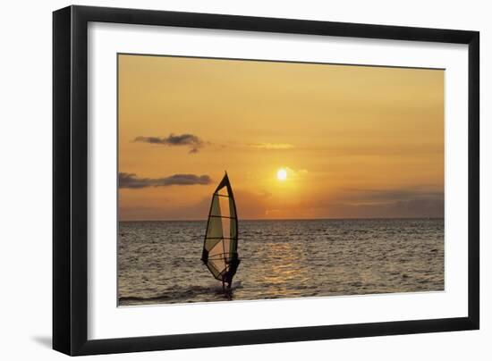 Sunset, Windsurfing, Ocean, Maui, Hawaii, USA-Gerry Reynolds-Framed Photographic Print