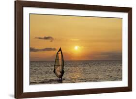 Sunset, Windsurfing, Ocean, Maui, Hawaii, USA-Gerry Reynolds-Framed Photographic Print