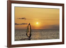 Sunset, Windsurfing, Ocean, Maui, Hawaii, USA-Gerry Reynolds-Framed Photographic Print