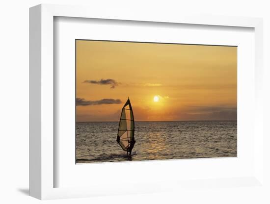 Sunset, Windsurfing, Ocean, Maui, Hawaii, USA-Gerry Reynolds-Framed Photographic Print