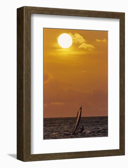 Sunset, Windsurfing, Ocean, Maui, Hawaii, USA-Gerry Reynolds-Framed Photographic Print