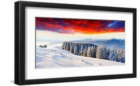 Sunset Winter Mountain Landsc.-null-Framed Art Print